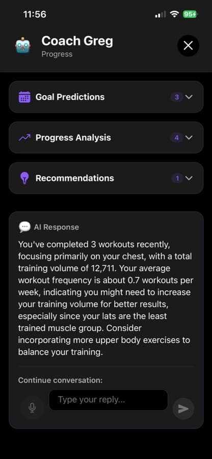 Gymswell progress and the AI coach