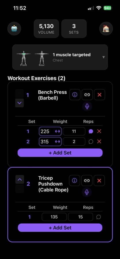 Gymswell workout: every set on one row