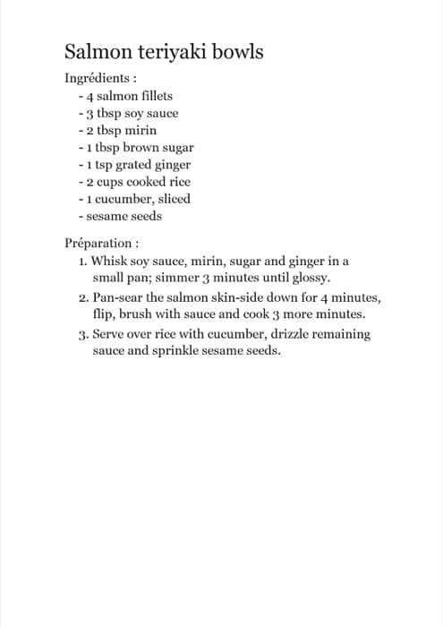 A printed recipe page, the kind Plateful reads